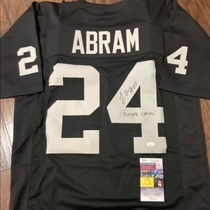 LAS VEGAS RAIDERS SIGNED JOHNATHAN ABRAM JERSEY INSCRIBED “RAIDER NATION” JSA